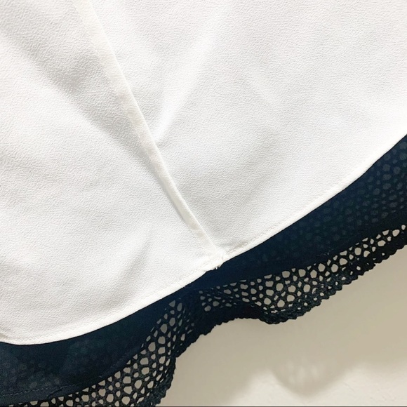 CABI DOMINO BLOUSE Black White Split Back Mesh - Picture 5 of 7